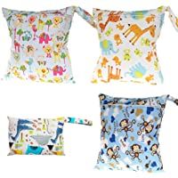 Bolsa de Pañales-4PCS Bebé Reutilizable Bolsa Wetbag con Cremallera Impermeable Bebé Bolsa Mojada para Wetbag…